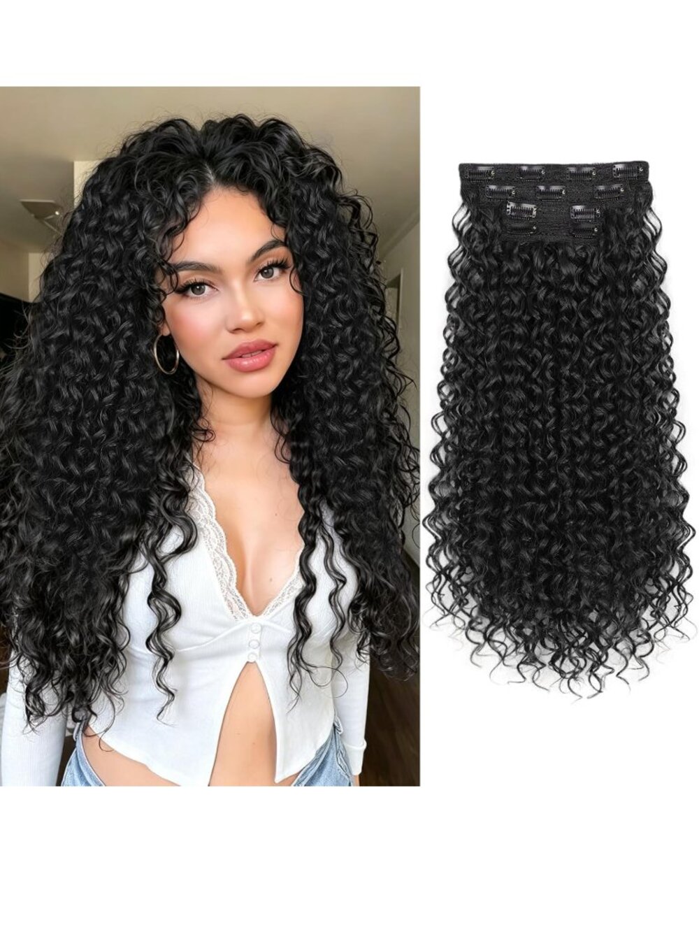 NEW Stamped Glorious 20" Long Clip In Hair Curly Wavy Silky Curl Wave Extensions